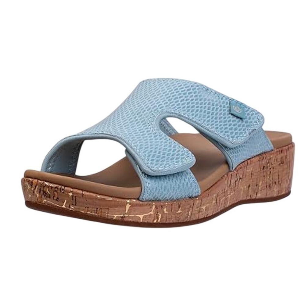 Spenco Womens Camille Wedge Sandals Size 7 B Blue NIB